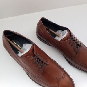 New Cole Haan Mens Grand British Tan Wingtip Dress Shoes Size 13 Medium